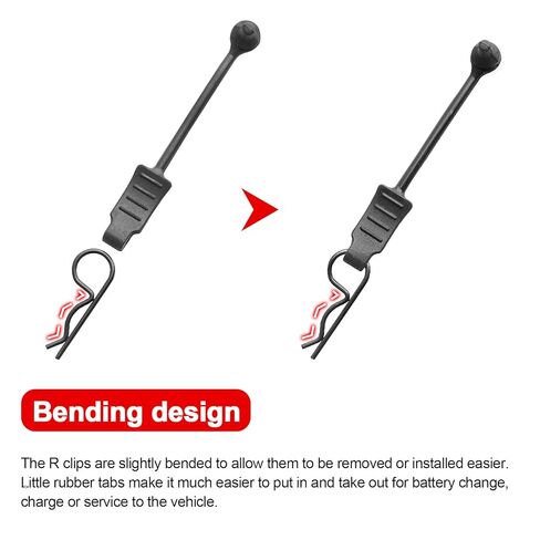 10PCS AllinRC RC Body Clips w/Pull Tabs 2.5mm Hole Puncher for Traxxas TRX4M Losi Mini-T 2.0 Mini JRX2 HyperGo H16GT H16DR 1/16 1/18 RC Car Truck Crawler Body Clips (1mm Rod Black) in Kuwait