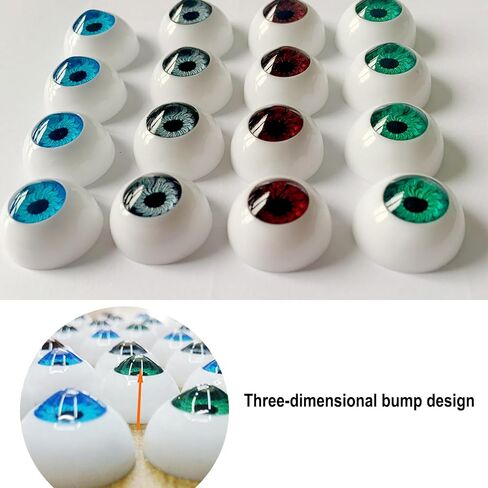 8 Pairs of 4 Colors 22mm Half Round Realistic Acrylic Eyes for Halloween Props, Masks, Dolls or Bears Craft Plastic Eyeballs (22mm) in Kuwait