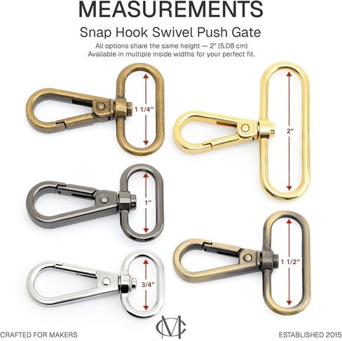 10 مجموعات من 10 مجموعات من خطافات المفاجئة النحاسية العتيقة من كرافتميمور، مشبك جراد البحر، بوابة دفع دوارة، مشابك عصرية مع حلقة على شكل حرف D FSD1 (1 بوصة) in Kuwait