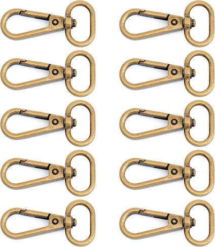 10 مجموعات من 10 مجموعات من خطافات المفاجئة النحاسية العتيقة من كرافتميمور، مشبك جراد البحر، بوابة دفع دوارة، مشابك عصرية مع حلقة على شكل حرف D FSD1 (1 بوصة) in Kuwait