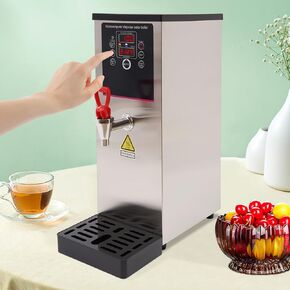 Electric Water Boiler, Step-Heating Commercial Hot Water Dispenser Fast Ready Water Boiler Machine Large Capacity 10L/2.64gal for Tea Milk Restaurant Hotel Caterers, Restaurants, Silver