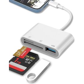 SD Card Reader for iPhone 15/16/iPad/MacBook - USBC Dual Port Memory Card Reader Adapter, Compatible with Canon/Nikon/Sony/Kodak Digital Cameras, SD/MicroSD, Plug & Play (No App Required)