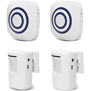 Motion Sensor Doorbell for Business- Store Welcome Entry Door Chime Visitor Bell Driveway Sensor Alarm Motion Detector Door Chime Home Security Alarm (2 Plug-in RECEIVERS and 2 Motion SENSORS)