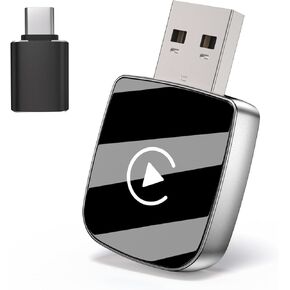 Wireless CarPlay Adapter-Mini Edition,Convert Factory Wired to Wireless Apple CarPlay Dongle,Includes USB-A to USB-C Adapter,Fast Stable Connection Plug Play Car Play Dongle for iPhone iOS 10+（Black）