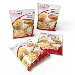 Legacy Food Storage Gluten Free 120 Serving Bucket, Emergency Food Supply, 46,200 Total Calories, 120 Large Servings, Shelf Stable Lunch & Dinner Entrees, Freeze Dried Survival Meals for MRE Camping, Hiking, & Backpacking