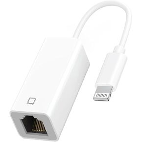 Lightning to Ethernet Adapter, [MFi Certified] Lightning to RJ45 Ethernet LAN Network with Connector Compatible with iPhone 14/13/12/11/iPad/iPod Models,Supports 100Mbps High Speed,Plug and Play