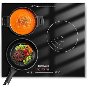 Double Induction Cooktop, 1800W Portable Electric Stove, 18 Inch Sensor Touch Electric Cooker Hot Plate, 5.91" Heating Coil, Child Lock, 8 Power Levels, 110v Outlet Plug with Glass Surface
