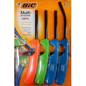 BIC Multi-Purpose Classic Edition Lighter & Flex Wand Stick Lighter, Ideal Fireplace and Candle Lighters, Assorted Colors, 4 Pack (Colors May Vary)