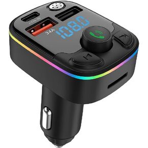 Bluetooth 5.3 FM Transmitter for Car, Wireless MP3 Player, Hands-Free Calling, USB Quick Charger 3.1A, Supports TF Card, LED Display, Universal for Cars, Trucks, SUVs and Vans (12-24V)