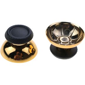 Chrome 3D Analog Joystick Stick Cap Thumbsticks Caps Mushroom Cap Head Rocker Replacement for PS5 PlayStation 5 (Gold)