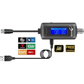 2025 Indoor Antenna Signal Booster Pro - 25dBi High Gain Amplifier for 4K/1080p TVs, Low Noise, Adjustable Gain & Timer, USB Powered (Black)