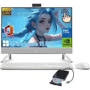 Dell Inspiron 27" All-in-One Desktop PC, 27" FHD IPS Touchscreen, Intel 10-Core 7-150U, NVIDIA GeForce MX570A, 64GB RAM, 2TB SSD, Wi-Fi 6E, Windows 11 Pro & Microsoft Office Pro & External DVD Driver