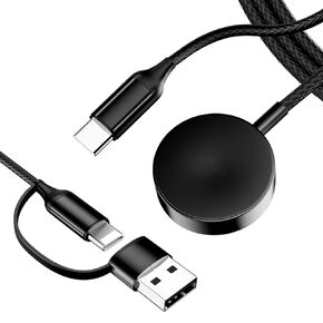 omee 2 in 2 USB C/A Charger for Samsung Galaxy Watch, 3.9FT/1.2M Nylon Braided,Charger for Samsung Galaxy Watch 7/Ultra/6/6 Classic/5 Pro/5/4/4 Classic/3 Active 2