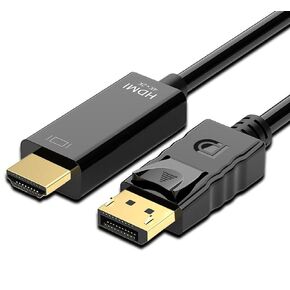 DisplayPort to HDMI Cable, Uni-Directional 4K DP to HDMI Cable 6 Feet, 4K@30Hz, 1080P Full HD, Male to Male Compatible for Computer, NVIDIA, AMD, Dell, Lenovo, HP, ThinkPad, Monitor, etc