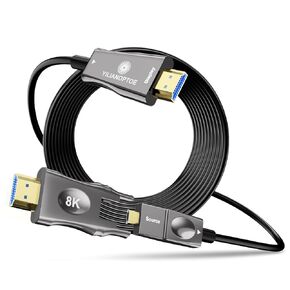 8K قابلة للفصل الألياف البصرية الكابل HDMI 15ft/5m ، طويلة HDMI 2.1 كابل ، 48 جيجابت في الثانية من سلك HDMI عالي السرعة ، 8K@60Hz 4K@120Hz ، ل PS4/PS5 ، Xbox X/S ، مراقبة ، جهاز عرض في الأوس.