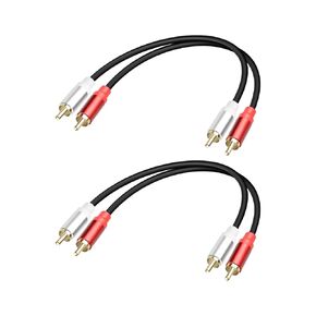 GELRHONR 2Pack 2RCA to 2RCA Cable 1FT, Short 2 RCA Male to 2 RCA Male Stereo Audio Cable for Subwoofer, Speaker, Home Theatre and More (M to M)