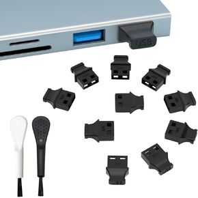 10PCS USB Type-A Dust Cover Port Plugs,Easy to Grip USB-A Plug Cover,USB Female Ports Protecor Kit with 2PCS Cleaning Brush,for All USB Type-A