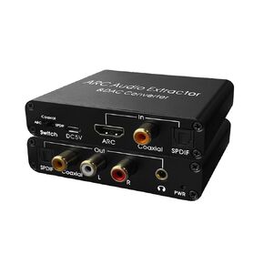 HDMI ARC Audio Extractor, Optical to RCA DAC (Digital to Analog) Convertor, Toslink/SPDIF/Fiber/Coaxial to 3.5mm Headphone Jack Adapter, 192Khz SR, for PS4+/TV/AMP/Soundbar Output