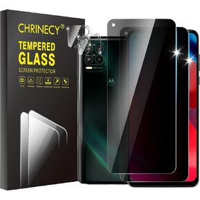 CHRINECY [4 Pack] 2Pack Privacy Screen Protector Compatible for Motorola Moto G Stylus 5G with 2Pack Camera Lens Protector, 9H Hardness,Anti Spy Anti Peeping Tempered Glass Screen Protector