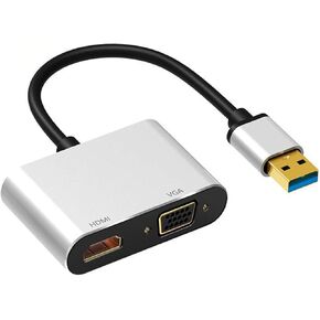 USB to HDMI/VGA Adapter, 1080P Display, Compatible with Windows and Mac OS