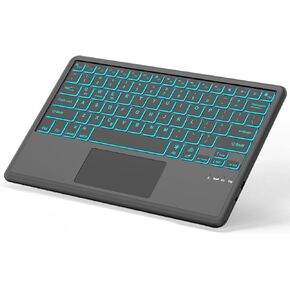 Wireless Keyboard for iPad Air 13-inch&12.9-inch iPad Pro,7 Colors Backlit,Bluetooth Detachable with Trackpad Compatible with iOS/Window/Android,Rechargeable &Portable,Black