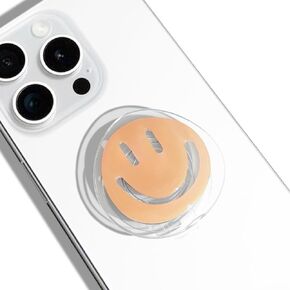 GRIPONG Smiley Face Phone Grip - Fun and Expandable Accessory for Enhanced Smartphone Stability - Smiley Design, Strong Adhesion, Versatile Use (White)