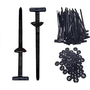 100PCS Nylon Universal Cable Tie Buckle – Heavy Duty Self-Locking Zip Ties with Pin & Button UV Resistant Black Zipties for Car Daily Repair