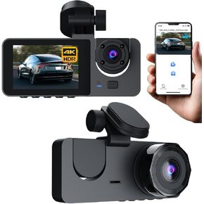 تدعم كاميرا Dash Cam الأمامية ، 4K/1080p الكاميرا HD Full Dash للسيارات ، ما يصل إلى 128 جيجا بايت ، و Wi-Fi GPS المدمج ، شاشة IPS 3.16 "، رؤية ليلية ، زاوية بعرض 170 درجة ، WDR ، وضع وقوف السيارات 24H