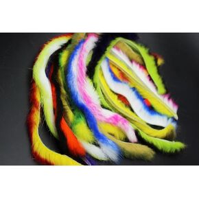 10 Colors Double Color Rabbit Zonker Strips 5/32" 4mm Width Steelhead Bass Streamers Fly Tying Materials