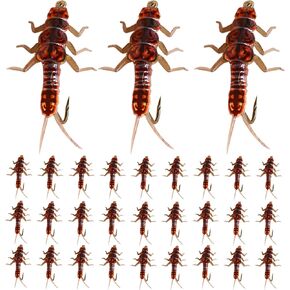 30pcs سحر الحجر من أجل الطعوم الصيد الذبابة ، ومواد ربط الذبابة الاصطناعية ، والكومبو الصناعي الناعم من الجسم البلاستيكي ، بما في ذلك السنانير والملصقات