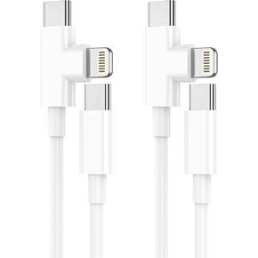 iPhone Charger Cord 90 Degree Apple Lightning Cable Right Angle [3ft+6ft] USB-C to USB C Fast Charging Cable Compatible with iPhone 16 15 14 13 12 11 Pro Max XS XR X 8 7 6 5 Plus iPad and Type C