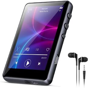64GB Mp3 Player with Bluetooth, Full Touch 2.4 Screen MP3 and MP4 Player Built-in HD Speaker, FM Radio, Voice Recorder, Mini Design Sports Music Player Support Expansion (128GB) Black