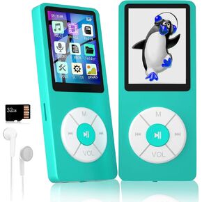 مشغل MP3 مع بطاقة TF 32GB ، مكبر صوت HD مدمج ، مشغل موسيقى HIFI المحمولة مع فيديو/صوتي مسجل/FM Radio/Photo Viewer/Book Player for Kids