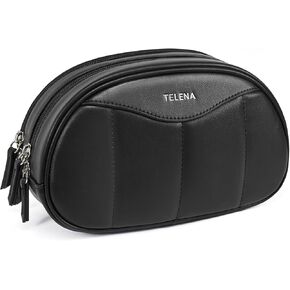 Telena Electronics Organizer Travel Case, Vegan Leather Cord Organizer Travel Cable Organizer Bag, Electronic Accessories Carry Case, Essentials for Charger, Cable, Phone, Flash Drive - Brown
