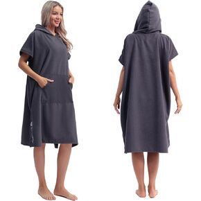 Eunzel Surf Poncho Changing Robe with Hood for Men & Women, Absorbent Quick Dry Microfiber Wetsuit Changing Towel with Pocket for Surfing, Beach, Swim & Outdoor Sports
