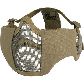OneTigris 6" Foldable Half Face Airsoft Mesh Mask with Ear Protection, Military Tactical Lower Face Protective Mask