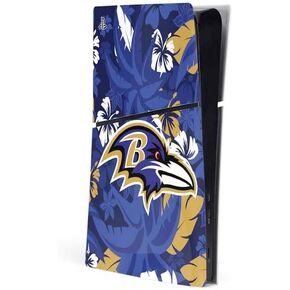 Skinit Decal Gaming Skin Compatible with PS5 Slim Digital Edition Console - Officially Licensed NFL Baltimore Ravens Tropical Print Design