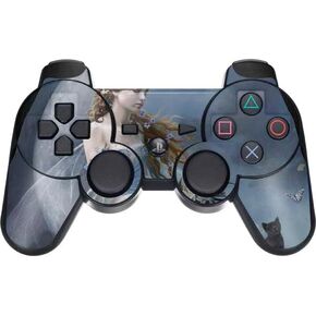 Skinit Decal Gaming Skin Compatible with PS3 Dual Shock Wireless Controller - Officially Licensed Nene Thomas Fairy with Black Cat Sitting on Moon by Nene Thomas Design