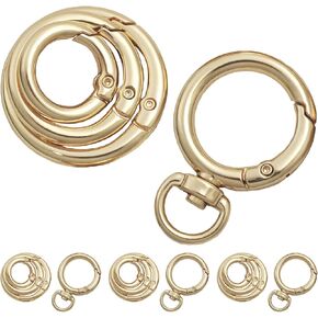 16Pcs Keyrings Silver Carabiner Key Chain Clip Premium Round Spring Clasps-Decorative Metal Connectors for DIY Accessories | Hang-Plated Finish | Durable Lightweight Fasteners(16Pcs Silver)