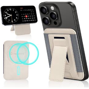 Mag-Safe Wallet for iPhone 16/15/14/13/12 Series, Ultra-Slim Magnetic Phone Wallet Stand with Self-Adhesive Iron Ring, Holds 1-8 Cards, Vegan Leather (Jet Black)