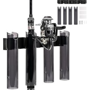 Fishing Rod Holder for Boats, 4 Tube Wall Mount, Self Adhesive Installation