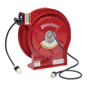 Reelcraft L 5550 123 3A Heavy Duty Power Cord Reel, 12 AWG/3 Conductors x 50', 20 AMP, Single Outlet, Cord Included