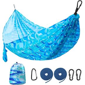 Camping Hammock,Lightweight Nylon Hammock,Portable Hammocks with Two Tree Ropes for Outdoor,Indoor,Travel,Hiking,Backyard,Camping