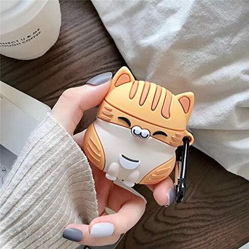 UR Sunshine Case Compatible with AirPods 1/2, Super Cute Sitting Lucky Cat Kitty Cover Case, Soft TPU Silicone Gel Earphone Case Compatible with AirPods 1/2 -Yellow in Saudi Arabia