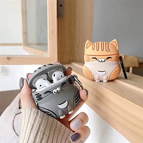 UR Sunshine Case Compatible with AirPods 1/2, Super Cute Sitting Lucky Cat Kitty Cover Case, Soft TPU Silicone Gel Earphone Case Compatible with AirPods 1/2 -Yellow in Saudi Arabia