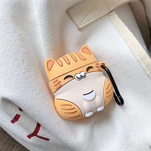 UR Sunshine Case Compatible with AirPods 1/2, Super Cute Sitting Lucky Cat Kitty Cover Case, Soft TPU Silicone Gel Earphone Case Compatible with AirPods 1/2 -Yellow in Saudi Arabia
