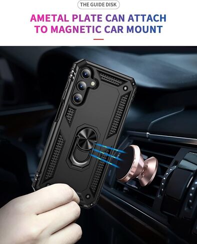 Case for Samsung Galaxy S21 FE 5G Military Grade Shockproof Cell Phone Cover with Kickstand and 360° Rotating Ring, Magnetic Car Mount Compatible, Hard Heavy Duty Armor Protective Shell (Red) in Saudi Arabia