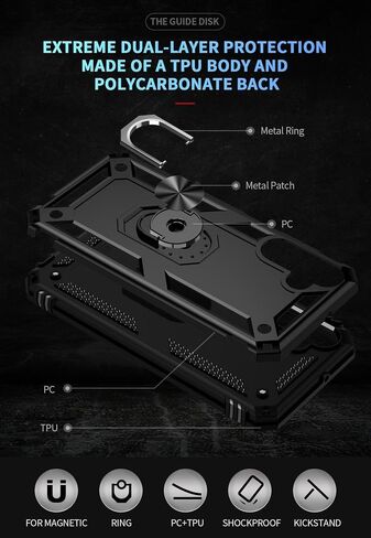 Case for Samsung Galaxy S21 FE 5G Military Grade Shockproof Cell Phone Cover with Kickstand and 360° Rotating Ring, Magnetic Car Mount Compatible, Hard Heavy Duty Armor Protective Shell (Red) in Saudi Arabia
