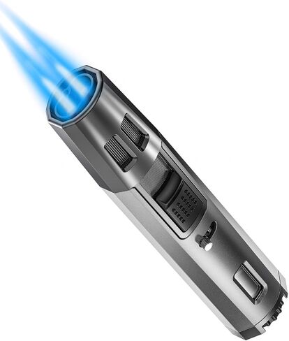 Torch Lighter Butane Lighter Refillable Jet Flame Torch Lighters Windproof Gas Long Torch Lighter Adjustable Butane Pen Lighter for Candles Grill BBQ Stove Camping(Gas Not Included) in Saudi Arabia
