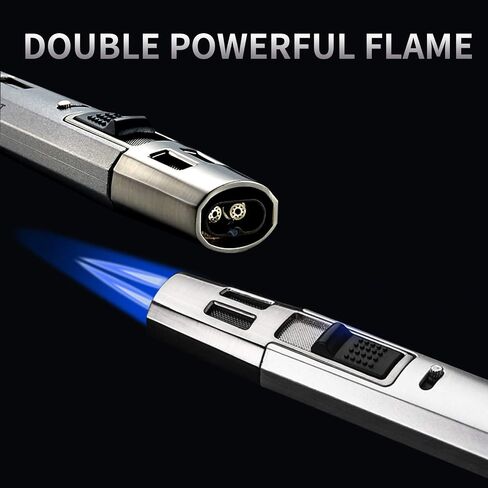 Torch Lighter Butane Lighter Refillable Jet Flame Torch Lighters Windproof Gas Long Torch Lighter Adjustable Butane Pen Lighter for Candles Grill BBQ Stove Camping(Gas Not Included) in Saudi Arabia